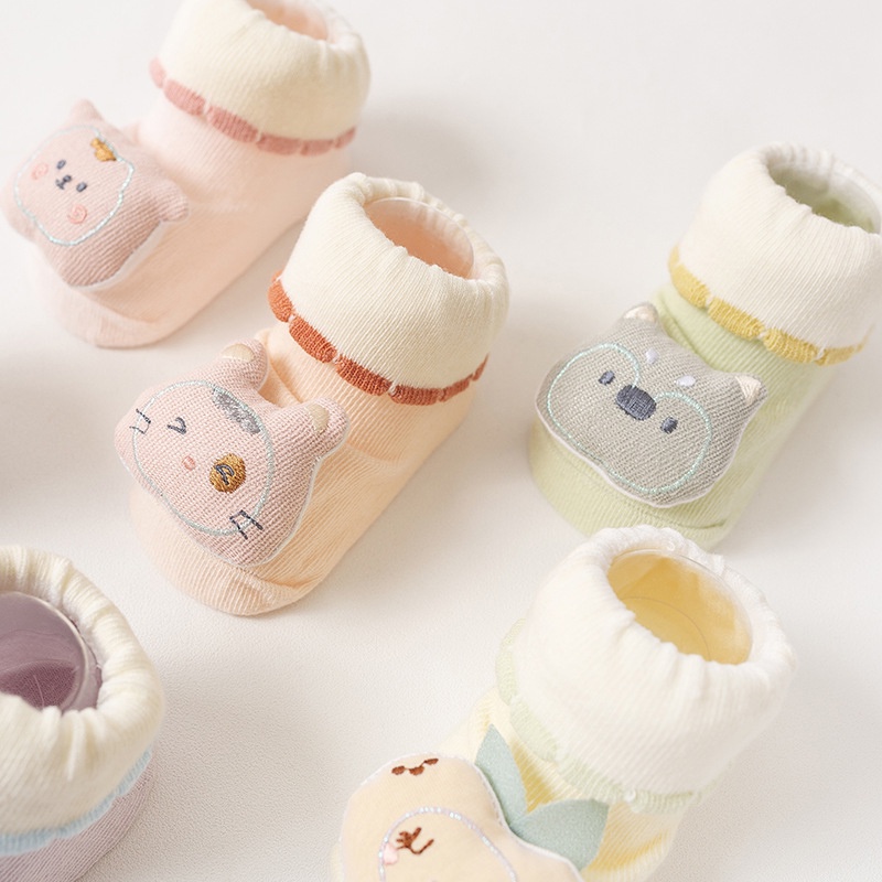 Set 2 Đôi Tất Cotton Chống Trượt Dễ Thương Cho Bé