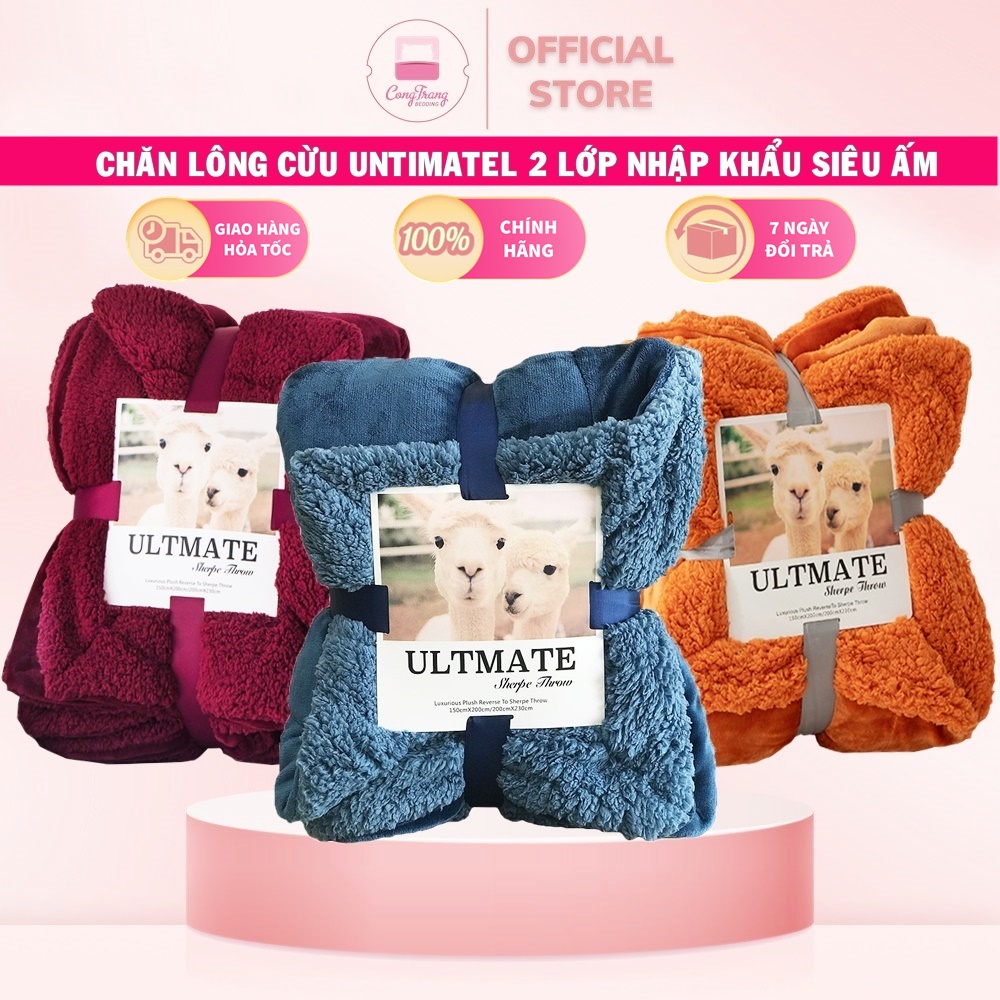 Chăn Lông Cừu Untimate Nhập Khẩu 2 Lớp Siêu Ấm Áp - Kích Thước 2m x 2m3