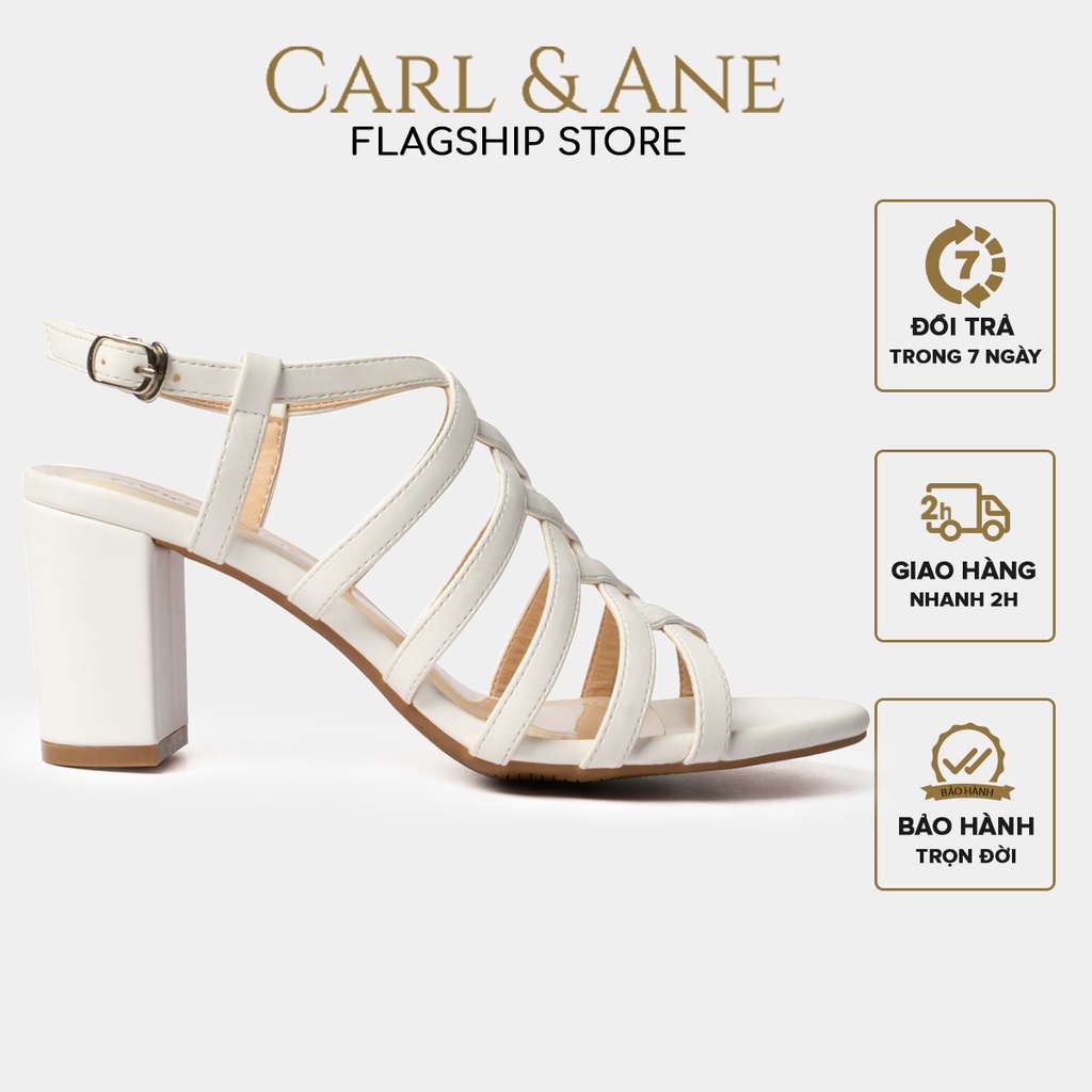 Carl &amp; Ane - Giày sandal chiến binh nữ gót cao 7cm màu trắng _ CS001