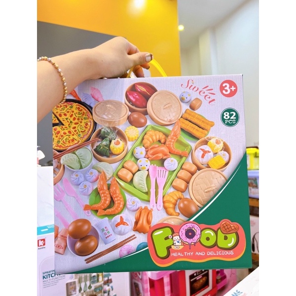 Bộ đồ nấu ăn dimsum 82 món cho bé - mô hình nhỏ nhắn xinh xắn - đồ chơi nhà bếp