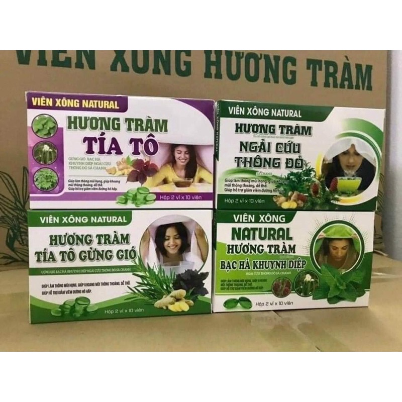 Viên xông mũi họng Hương tràm tía tô sả chanh bạc hà khuynh điệp Hộp 20 viên