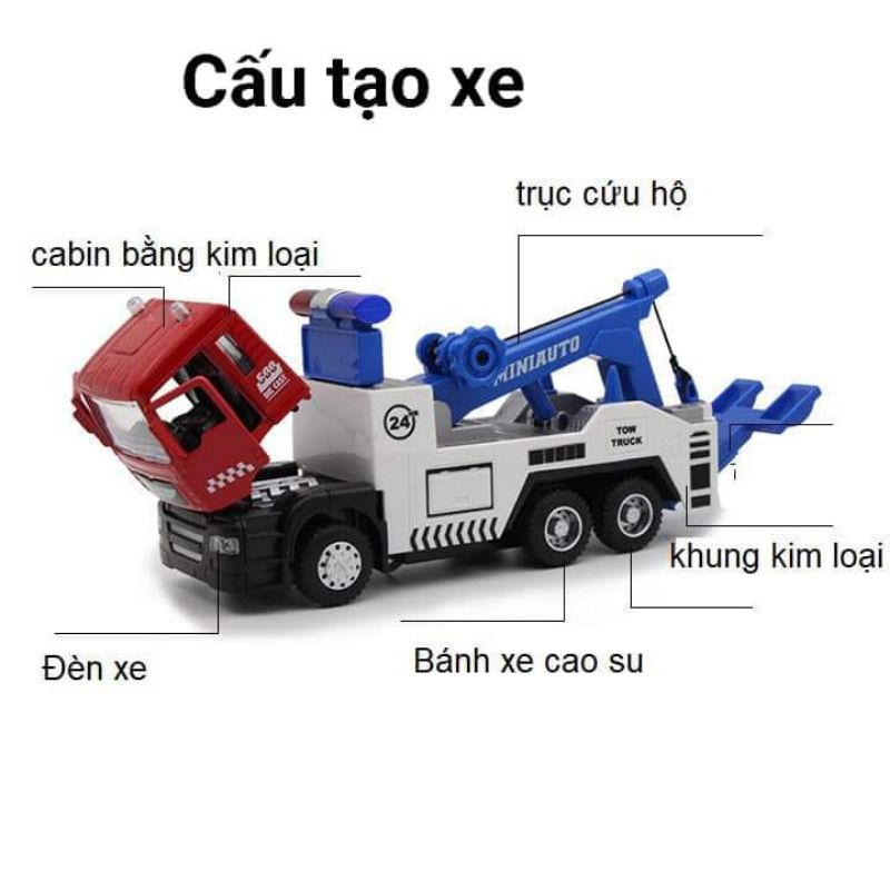 Mô hình đồ chơi xe cứu hộ gồm 2 xe kim loại âm thanh đèn