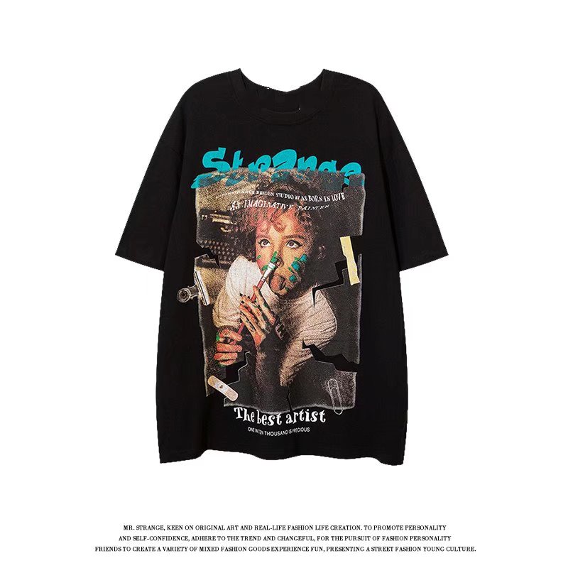 Áo Thun Tay Ngắn Dáng Rộng In Họa Tiết Phong Cách Hip Hop Thời Trang Mùa Hè Cho Nam Và Nữ Size M-8XL
