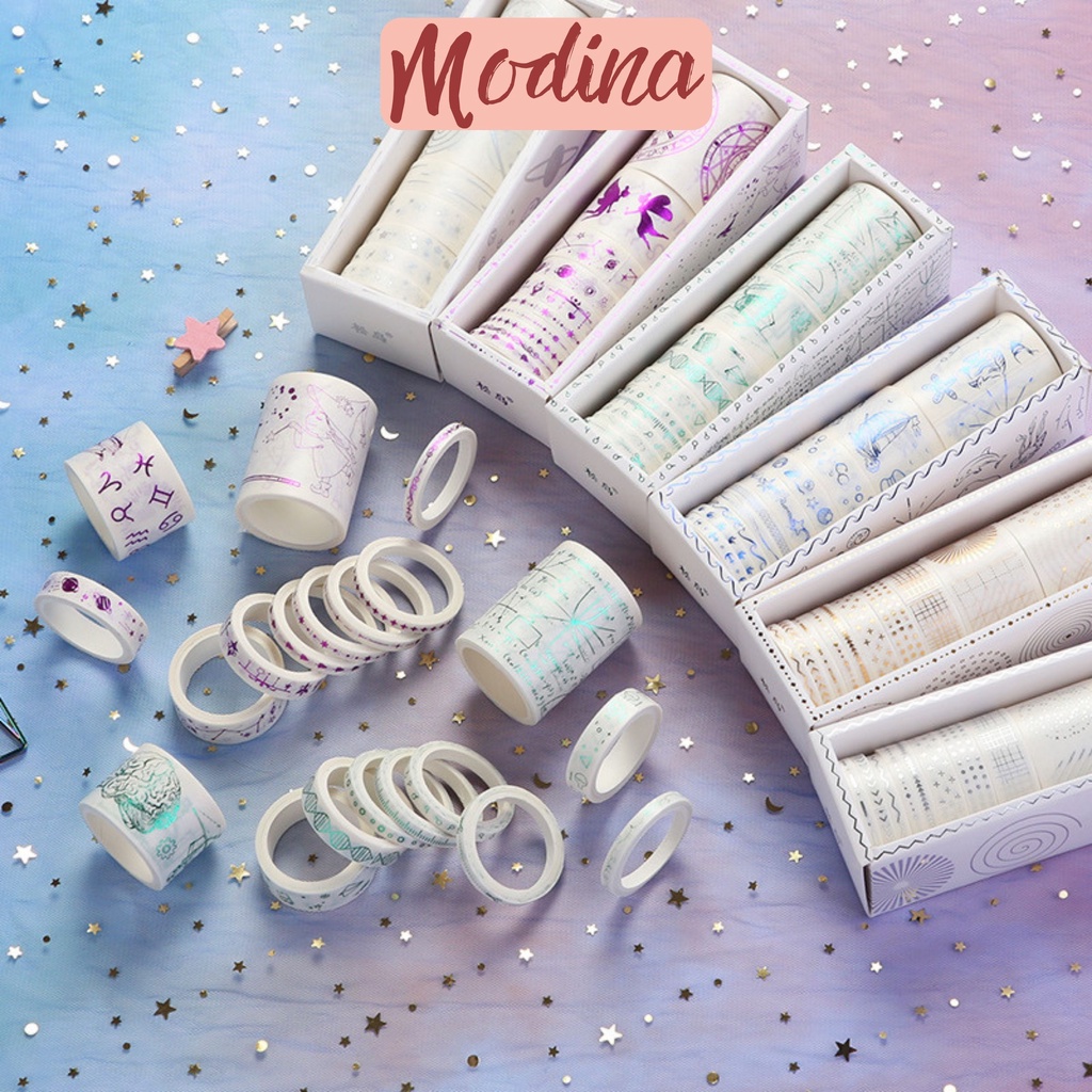 Washi tape cute trang trí sổ, băng dính trang trí sổ họa tiết ánh Metalic ĐỘC, LẠ