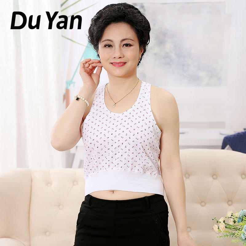 Du YAN Áo Lót cotton Mỏng Sát Nách size Lớn In Họa Tiết Mùa Hè Cho Phụ Nữ Trung Niên Và Tuổi