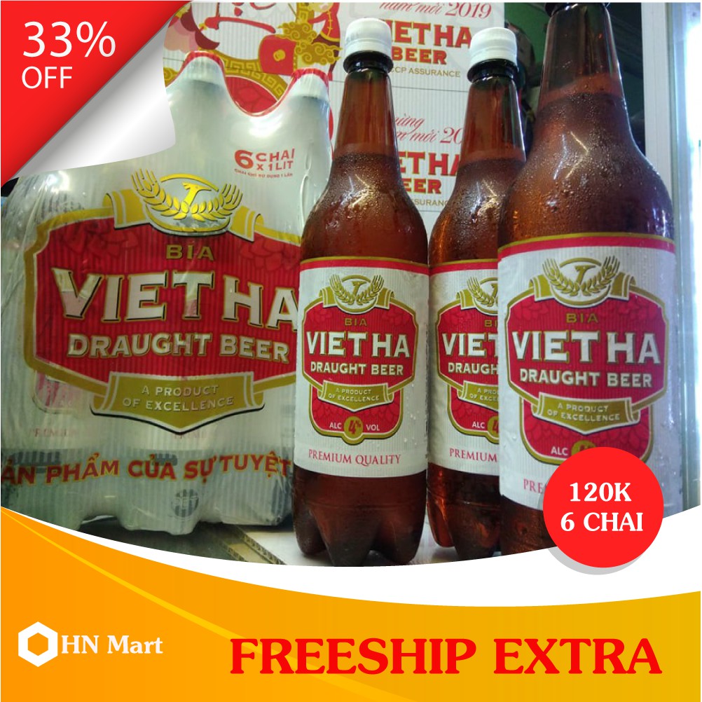 [HOT] COMBO 6 CHAI BIA VIỆT HÀ 1 LÍT