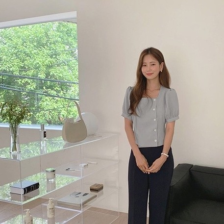 SUXI Áo Sơ Mi Tay Ngắn Cổ Vuông Màu Sắc Đơn Giản Phong Cách Hàn Quốc Thời Trang Mùa Hè Cho Nữ