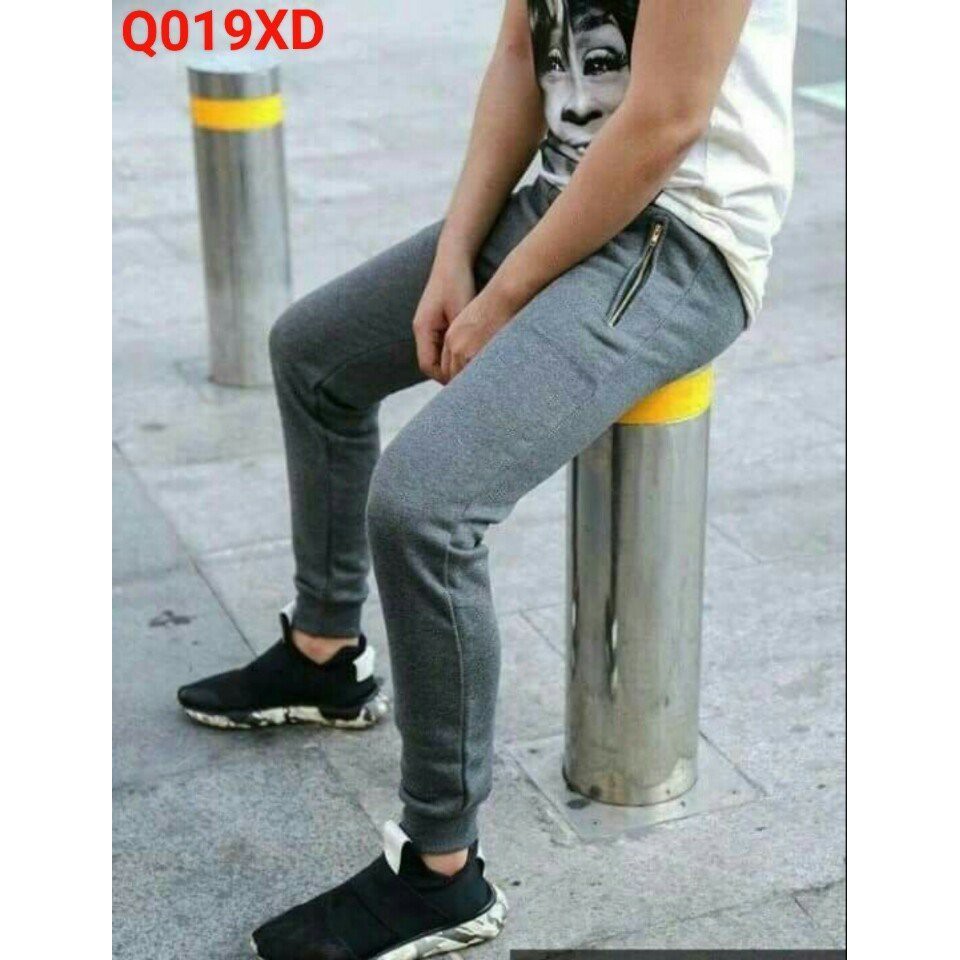 Quần nỉ khóa túi Nam Nữ dáng thể thao jogger co giãn thoải mái ống rộng bo chân