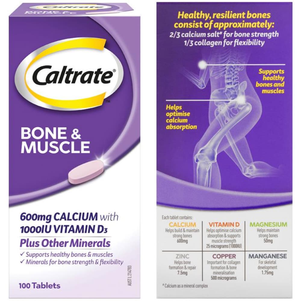 Viên uống bổ sung canxi hỗ trợ cơ xương Caltrate Bone &amp; Muscle 100 Tablets