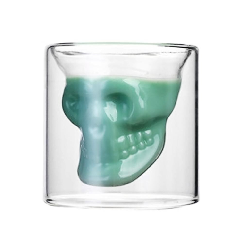 Halloween Skull Double Layer Transparent Glass Cup Beer Cup for Home Bar Beer Water Party Hotel