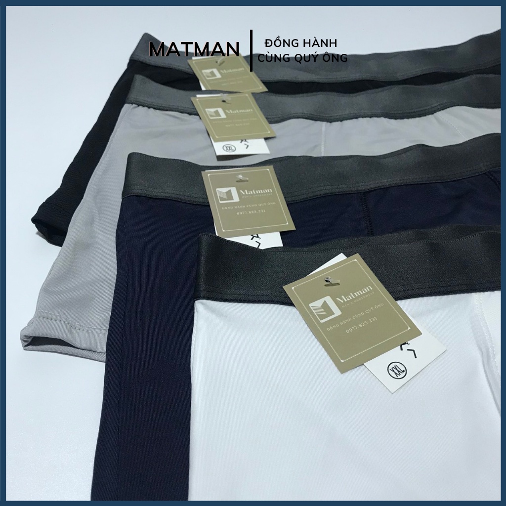 Combo 4 quần lót nam thun lạnh, quần boxer nam co giãn 4 chiều Matman sịp đùi thoáng mát