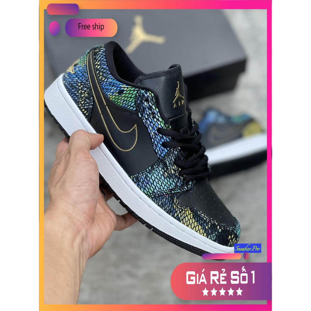 (FULL BOX + QUÀ TẶNG) Giày thể thao Air Jordan 1 Low Multicolor Snakeskin (W) (2020) cổ thấp siêu đẹp dành cho nam và nữ