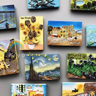 Nam châm nhựa 3D trang trí tủ lạnh họa tiết tranh Van Gogh tiện dụng
