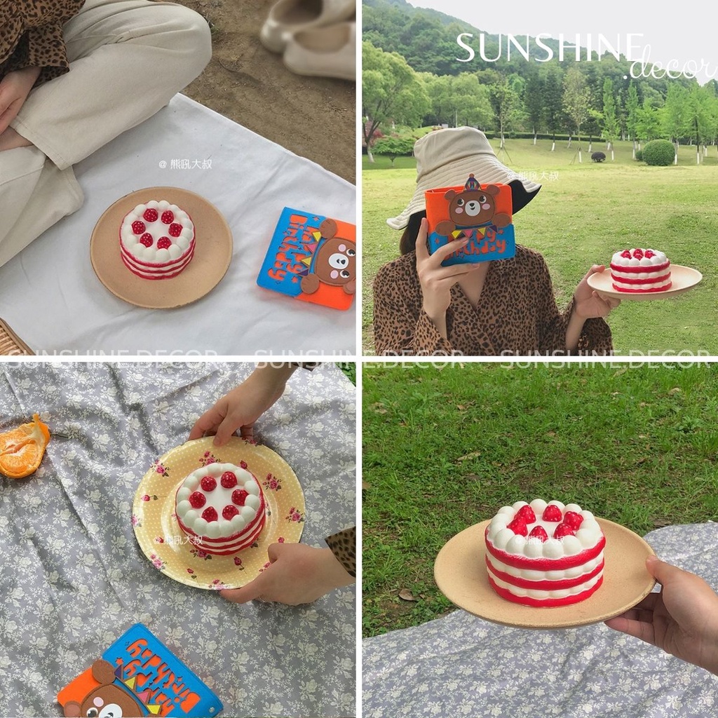 Mô hình bánh kem gato sinh nhật trang trí cửa hàng, phụ kiện chụp ảnh picnic