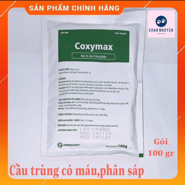 COXYMAX - CẦU TRÙNG MÁU TƯƠI - PHÂN SÁP GÀ,CHIM CẢNH,VỊT,NGAN,NGỖNG gói 100 gr #thuý #Gà #chimcảnh