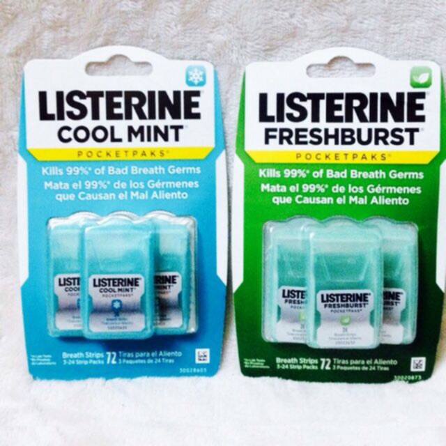 [Hàng bán sỉ ]Miếng ngậm thơm miệng Listerine Pocketpaks Breath Strips Fresh Brust xanh lá 72 miếng