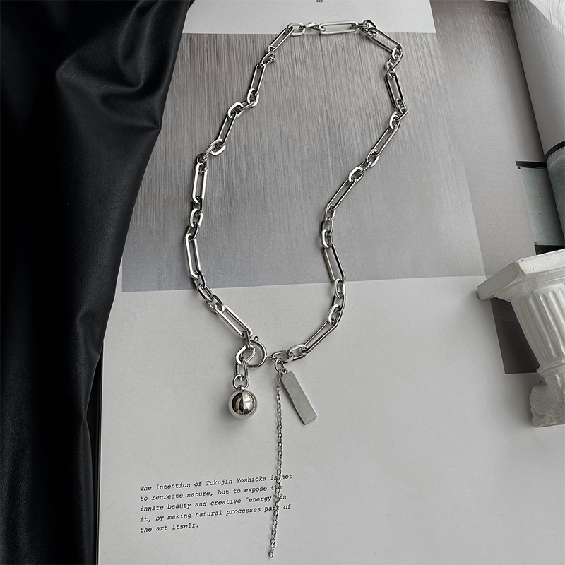 Dây Chuyền Mặt Bóng Kim Loại Dài Phong Cách Hip Hop 22825 Đơn Giản