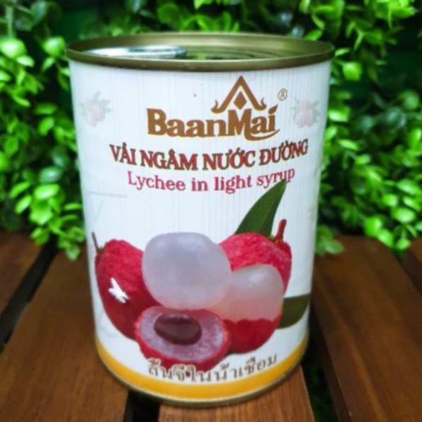 Vải ngâm ban mai lon 560g