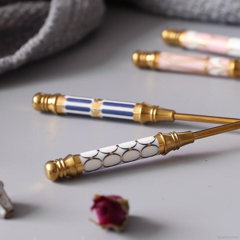 Muỗng cà phê bằng thép không gỉ cán dài mạ vàng thời trang