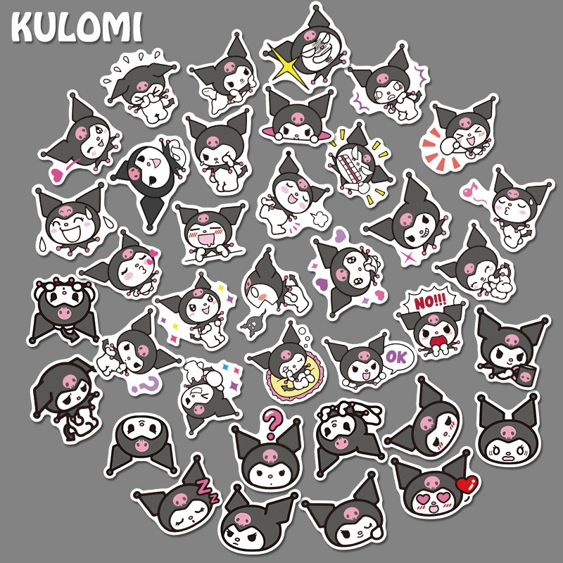 Set 50 miếng hình dán nhân vật hoạt hình Kuromi chống thấm nước đáng yêu