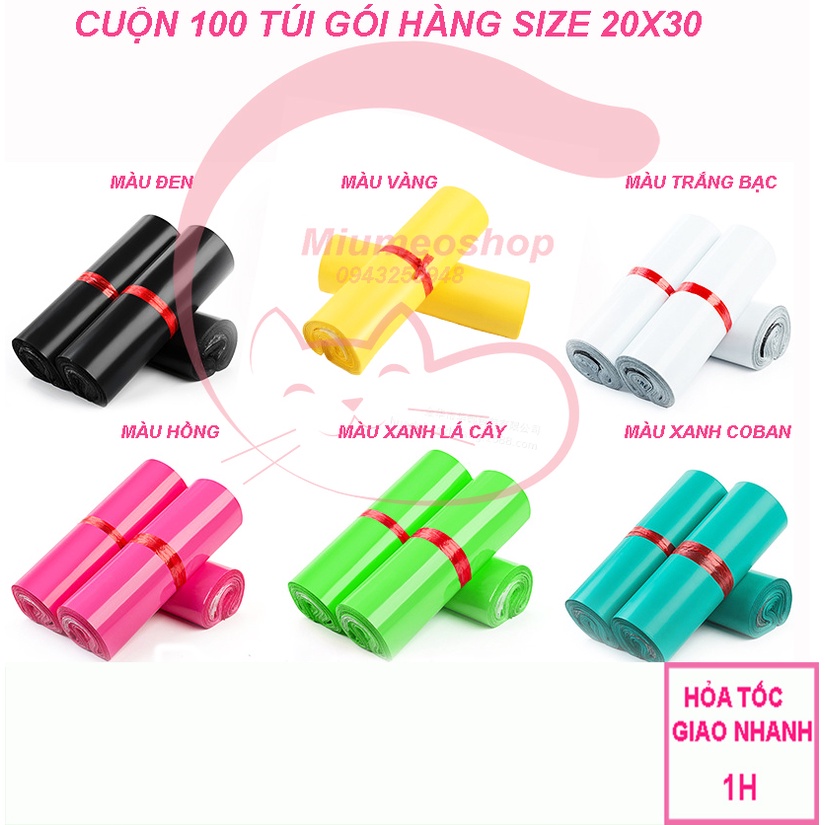 Túi gói hàng niêm phong 20x30 -cuộn 100 cái có sẵn keo niêm phong chống bóc