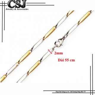 Dây chuyền inox nam khúc trắng khúc vàng - mẫu 2mm