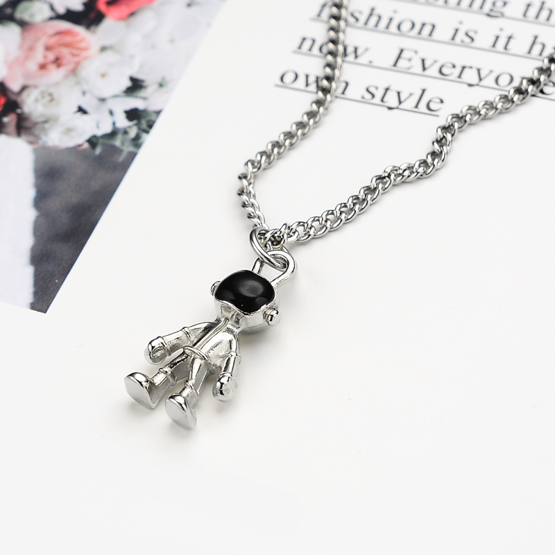 XiaoboACC Dây Chuyền Hình Phi Hành Gia Bằng Thép Titan Phong Cách Hàn Quốc