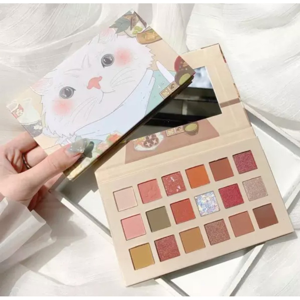 🌈🍓 🐈 Bảng Phấn Mắt 18 Ô Màu Muge Leen Kiss Mophy Mèo Trắng Má Hồng Có Gương Soi Siêu Dễ Thương - Y259-A6T2 | BigBuy360 - bigbuy360.vn