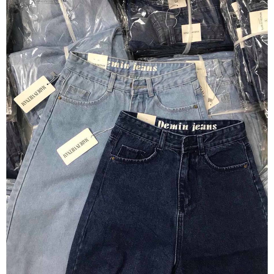 Quần Jeans Nữ Ngố Ống Rộng Tua Rua Chất Jeans Cao Cấp