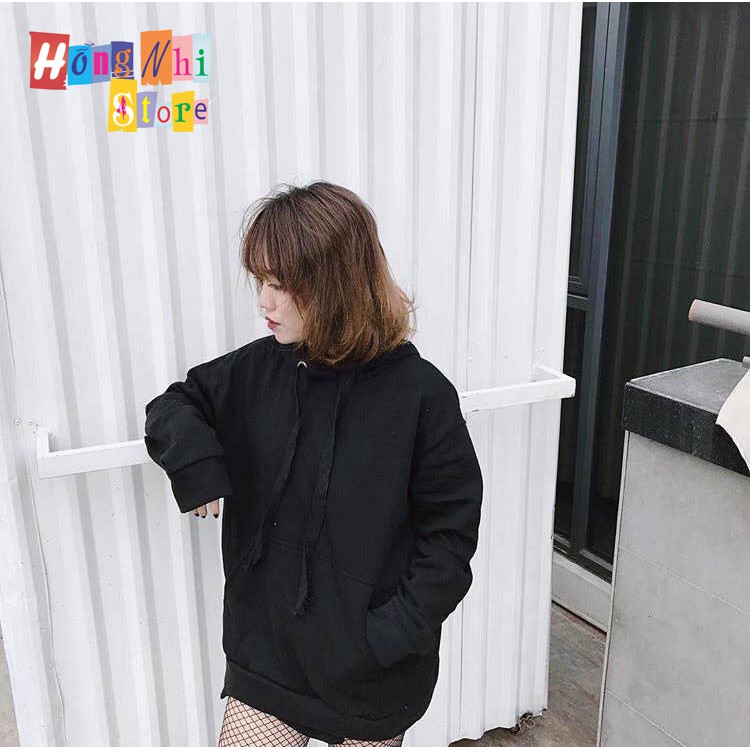 Áo Hoodie Trơn Màu Đen Cao Cấp Dáng Rộng Unisex Nam Nữ Mặc Được - MM | BigBuy360 - bigbuy360.vn