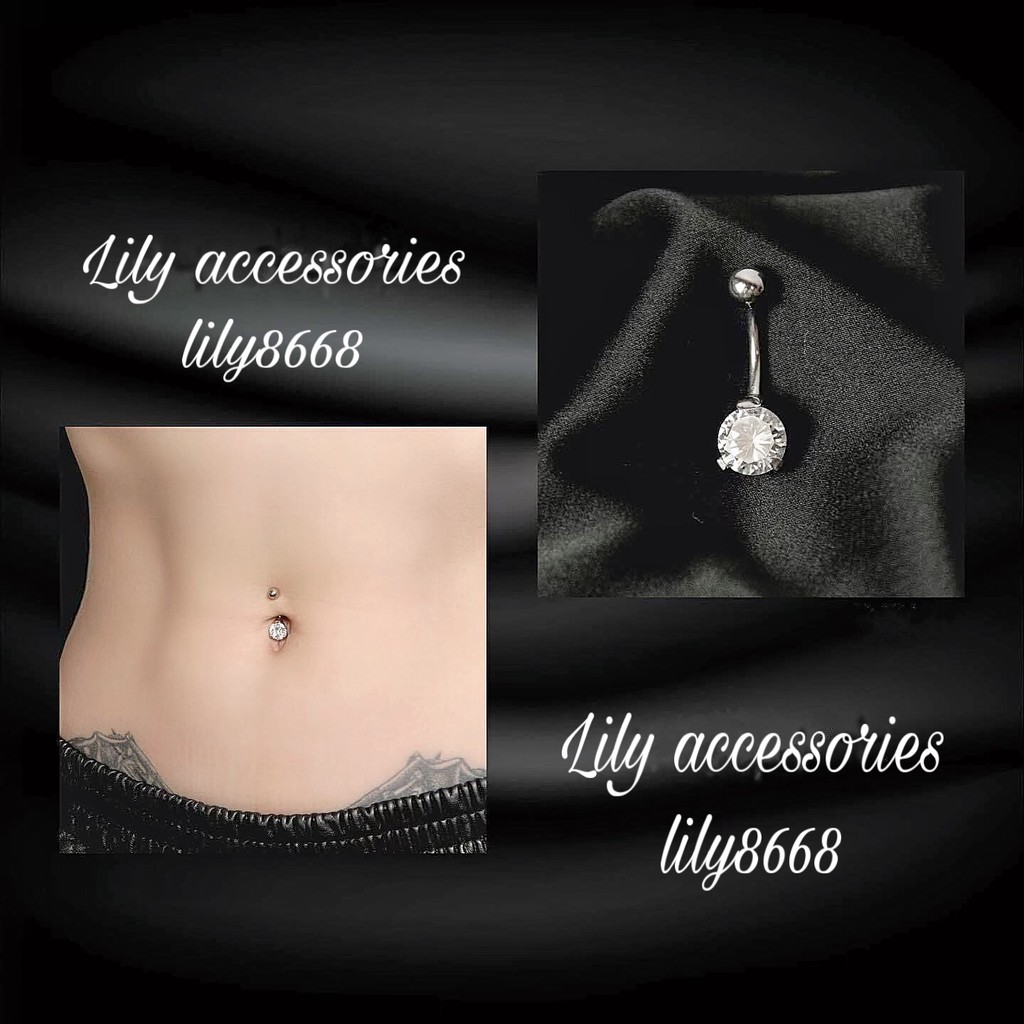 BELLY RING khuyên titan rốn đá tròn không gỉ không đen không dị ứng