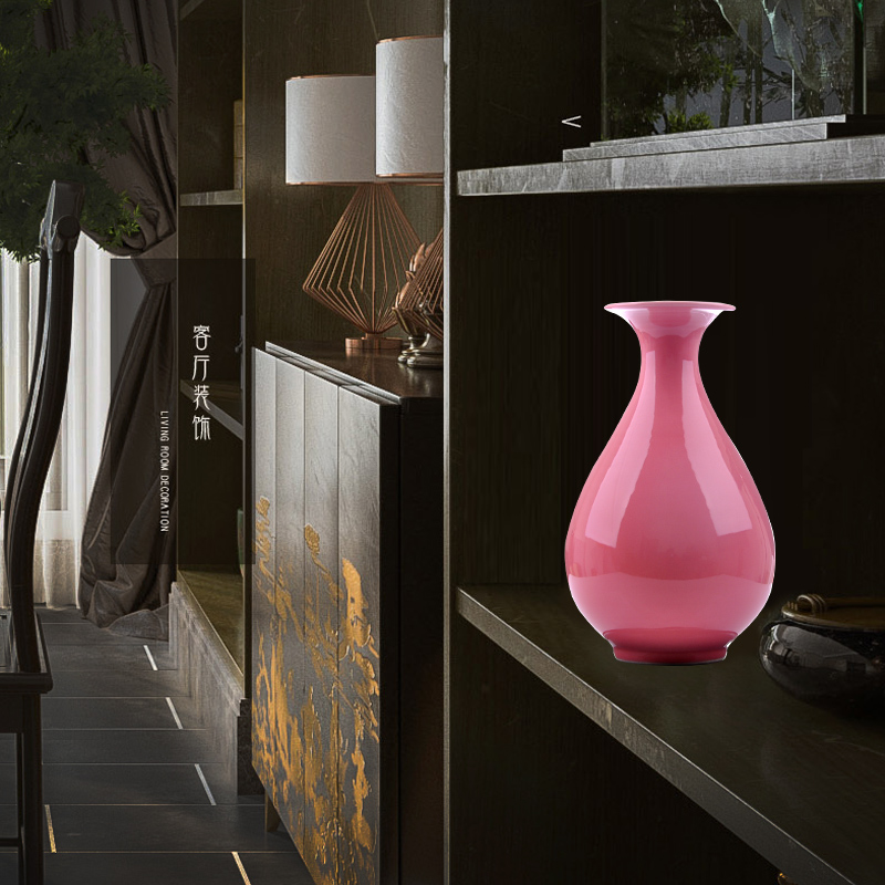 Đồ Sứ gốm jingdezhen màu hồng men bình hoa cổ đại mới kiểu Trung Quốc phòng khách Tủ truyền hình trang trí nội thất đồ t