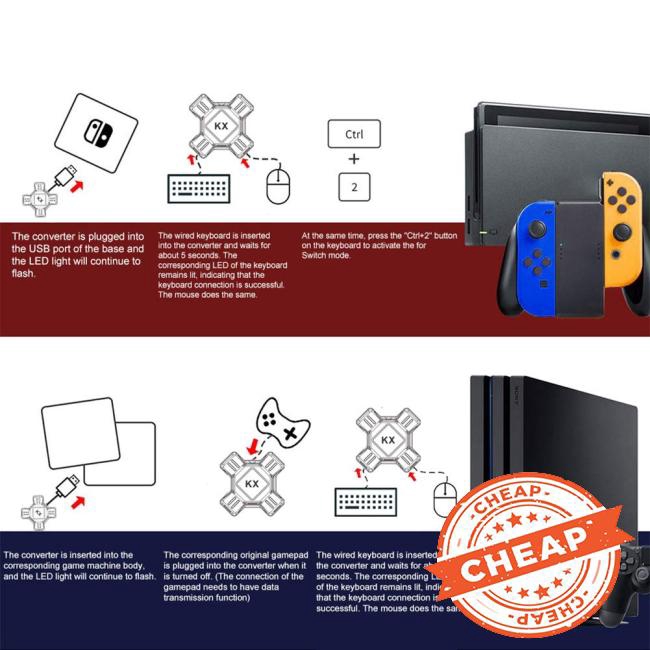 Thiết bị chuyển đổi điều khiển game Switch/Xbox/PS4/PS3 - chuột- bàn phím bằng cổng USB tiện lợi