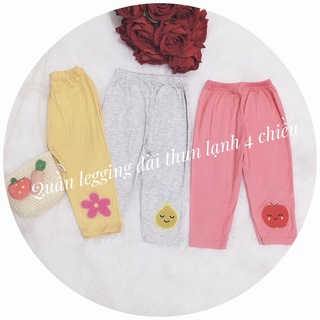 Quần legging bé gái_quần dài cho bé gái cotton thun lạnh thêu hình ngộ nghĩnh co giãn 4 chiều mềm mịn thoáng mát
