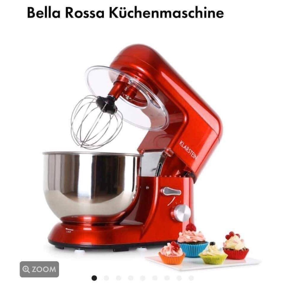 Máy đánh trứng trộn bột KLARSTEIN BELLA ROSSA 1200W, màu đỏ, bát inox, Chính Hãng , Gia dụng Mộc Dương, Nhập Đức