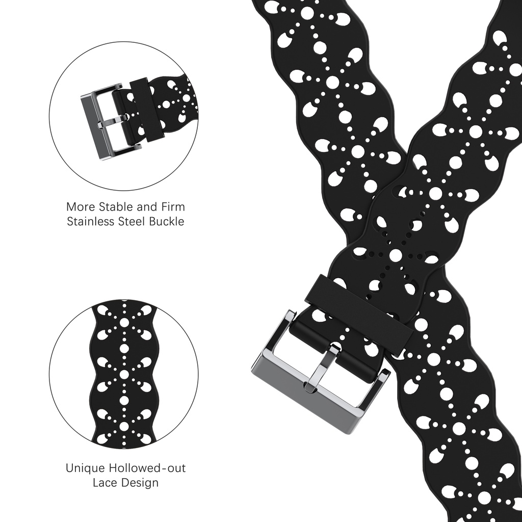 Dây Đeo Thay Thế Chất Liệu Silicon Thiết Kế Ren Hoa Cho Apple Watch Series 8 7 6 SE 5 4 3 Ultra 49mm 45mm 44mm 41mm 40mm