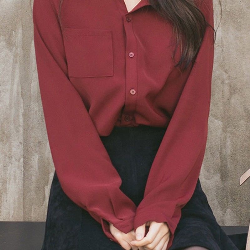 Áo sơ mi Chiffon dài tay dáng rộng màu trắng phong cách thời trang xuân thu Hàn Quốc 2021