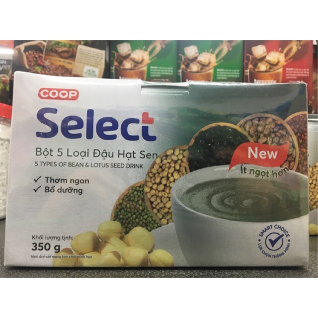 Bột 5 Loại Đậu Hạt Sen Có Đường Coop 350G