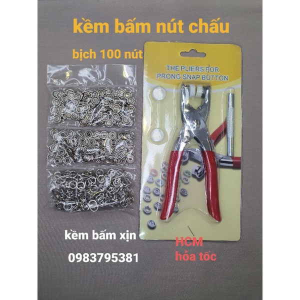 Combo Kềm bấm nút sắt loại xịn và bịch nút bấm quần áo