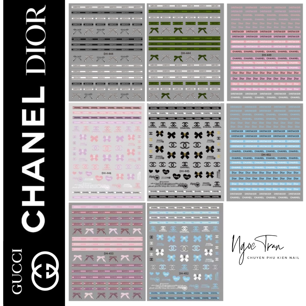 Sticker Thương Hiệu 3D | Dây Nơ 2022 | Hình Dán Móng