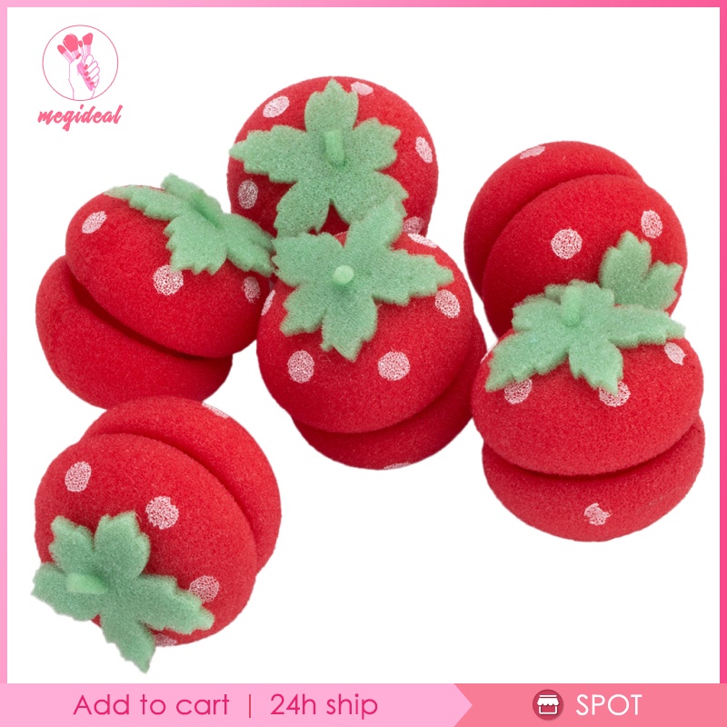 Set 6 Lô Uốn Tóc Mềm Mại Hình Quả Dâu Tây Dễ Thương DIY