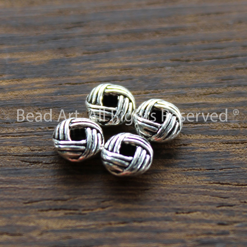 Charm Dẹp 6x3MM Dạng Cách Bạc 925 Phối Vòng Tay, Phong Thuỷ, Chuỗi Hạt, Trang Sức