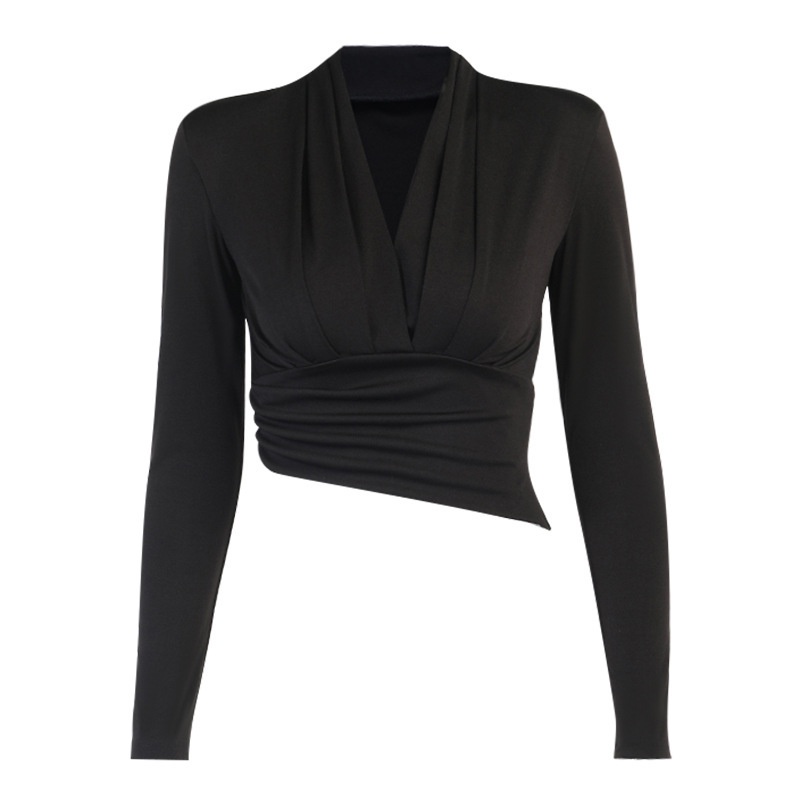 Áo Sơ Mi Tay Dài Cổ Chữ V Thiết Kế Độc Đáo Thời Trang Cho Nữ