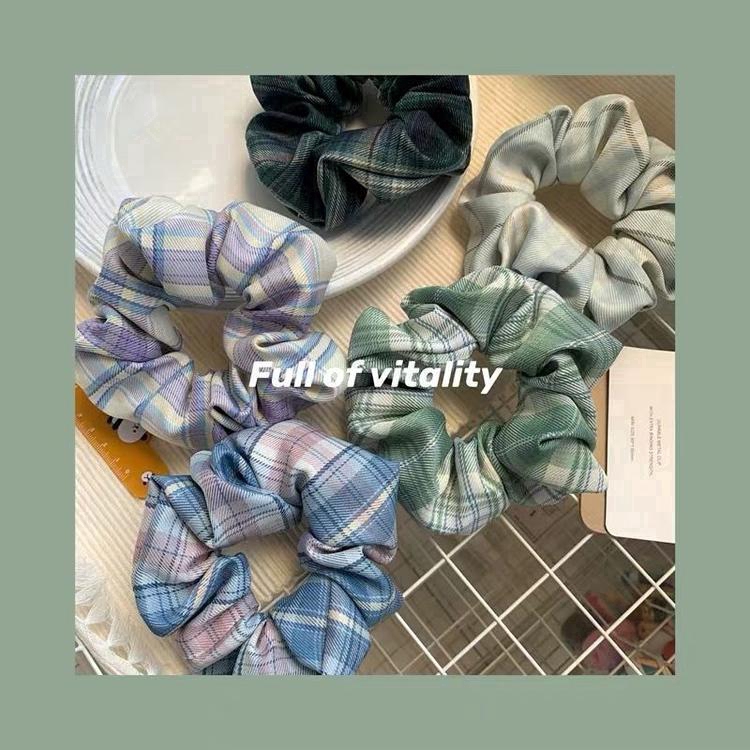 Dây Buộc Tóc Họa Tiết Ca Rô Phong Cách Hàn Quốc Xinh Xắn Dành Cho Nữ