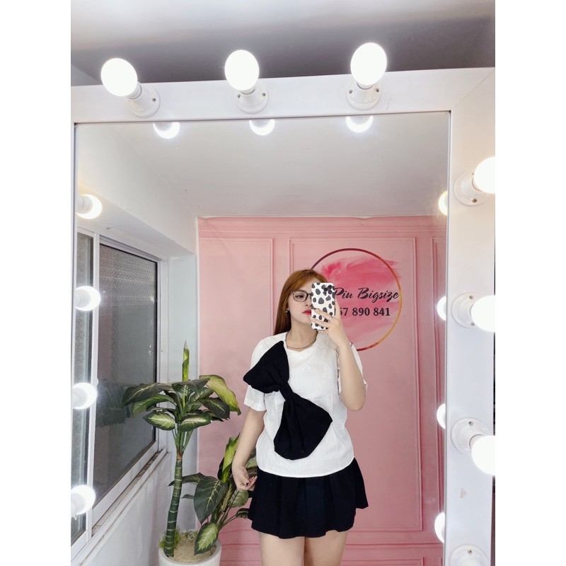 Áo kiểu bigsize ❤️ 𝐇𝐈̀𝐍𝐇 𝐓𝐇𝐀̣̂𝐓❤️ nơ siêu to chất bao đep (có size )
