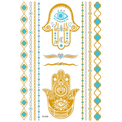 Vòng cổ / Vòng Tay Hình Xăm Tạm Thời Hình Lông Vũ Màu Vàng Ánh Kim Lấp Lánh Chống Thấ