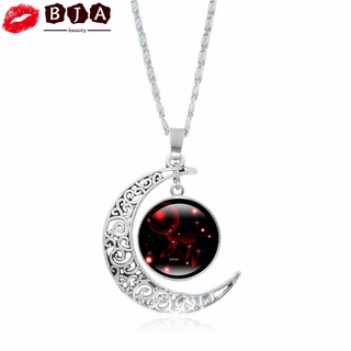 Vòng cổ bạc mặt kiểu mặt trăng 12 và cung hoàng đạo thời trang dành cho nam và nữ