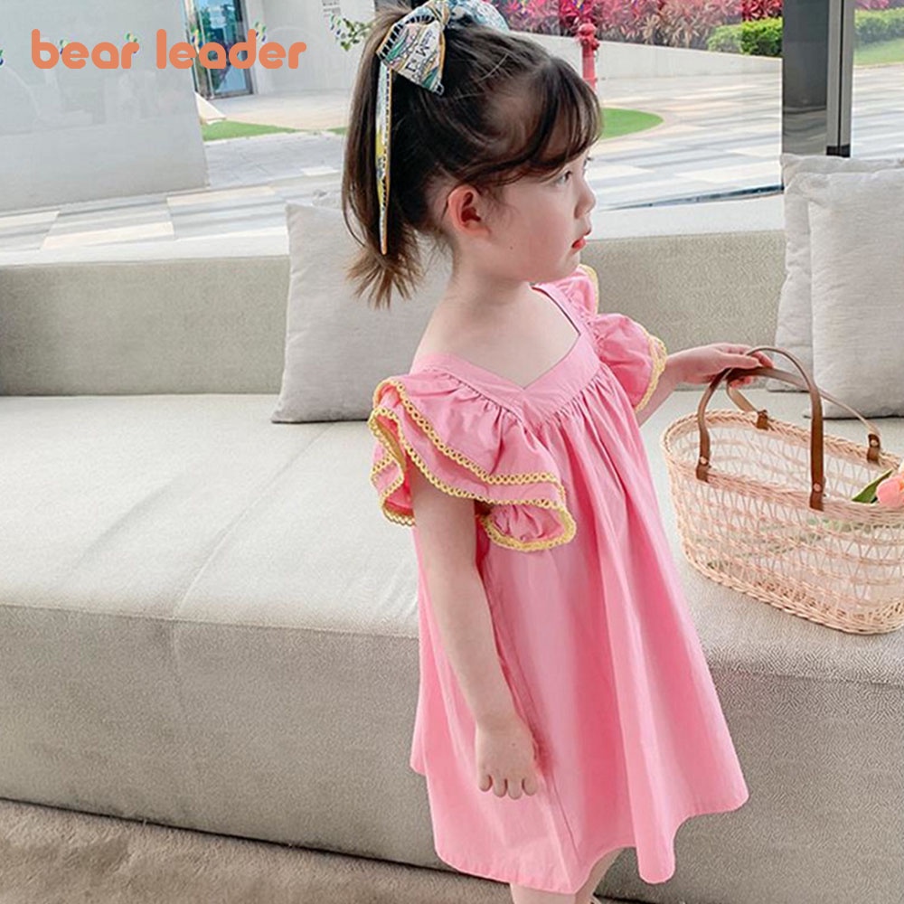 Đầm công chúa BEAR LEADER tay ngắn cổ vuông thời trang mùa hè dành cho bé gái
