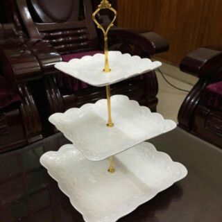 Khay mứt sứ dập hoa 3 tầng