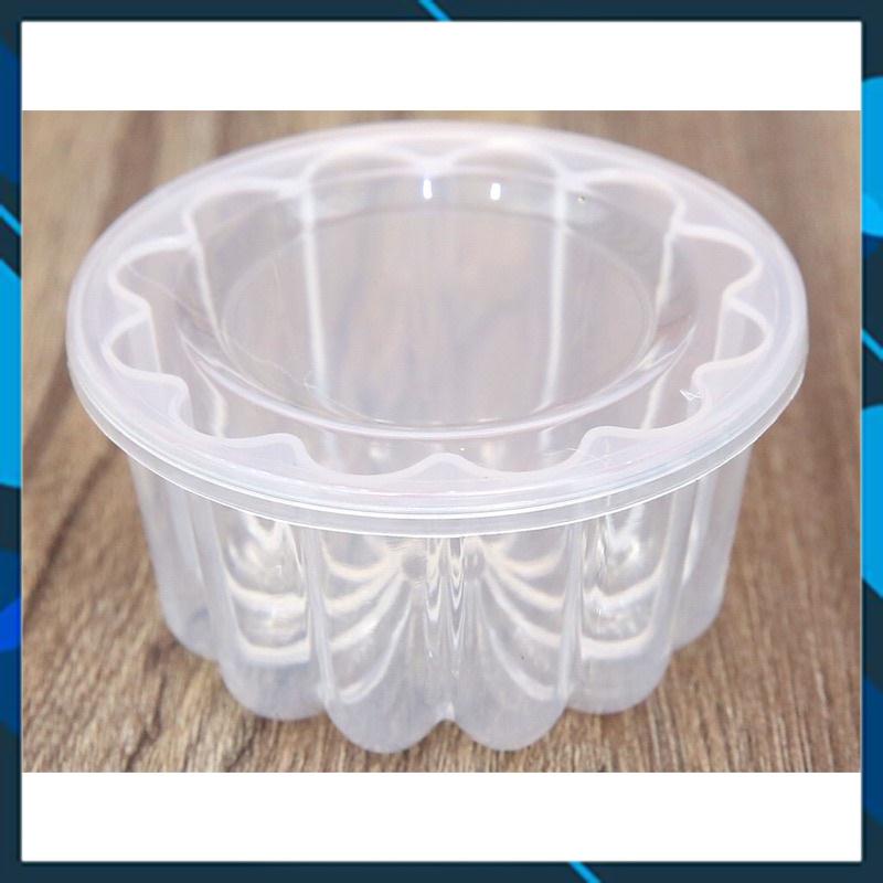 Bộ 10 khuôn làm rau cau, bánh flan kèm nắp đậy 6cm
